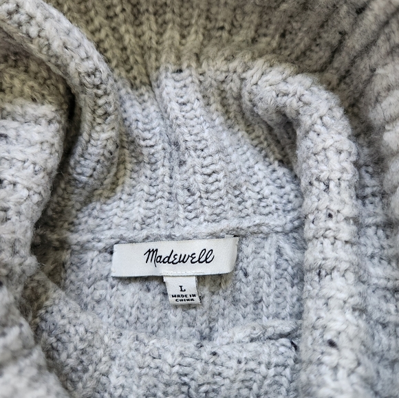Madewell Turtle Neck Sweater Wool Blend Large Gray Ribbed Knit Long Sleeve - Picture 3 of 8